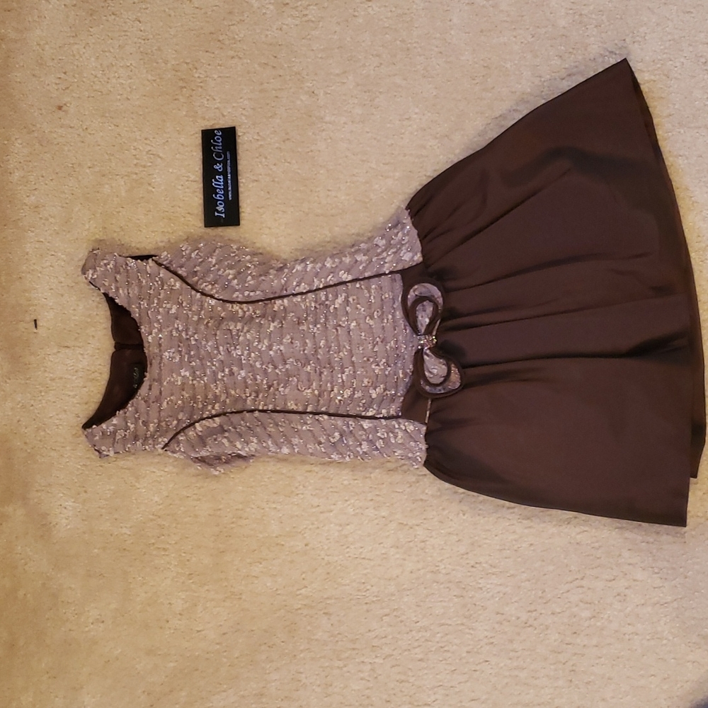Isobella & Chloe brown tie back dress